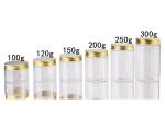 Wide Mouth Clear Plastic 250g Face Cream Jars With Gold Aluminum Lid