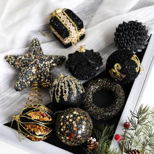 Wholesale Christmas Foam Ball Classic Black Gold Series Christmas Tree Pendant Decoration from china suppliers