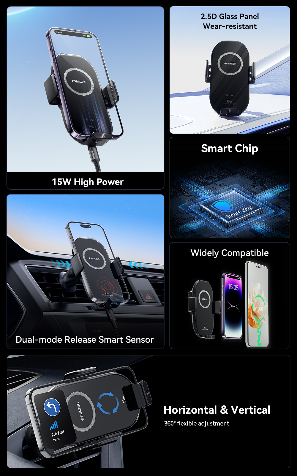 ESSAGER A7 Series Best Car Mobile Phone Holder Car Phone Stand