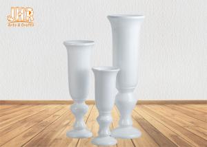 Wholesale Indoor Shiny White Fiberglass Planters Floor Vases Cup Shape Large Pots from china suppliers