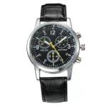 Chronograph 3ATM Blue Leather Strap Watch 41mm Men'S Water Resistant