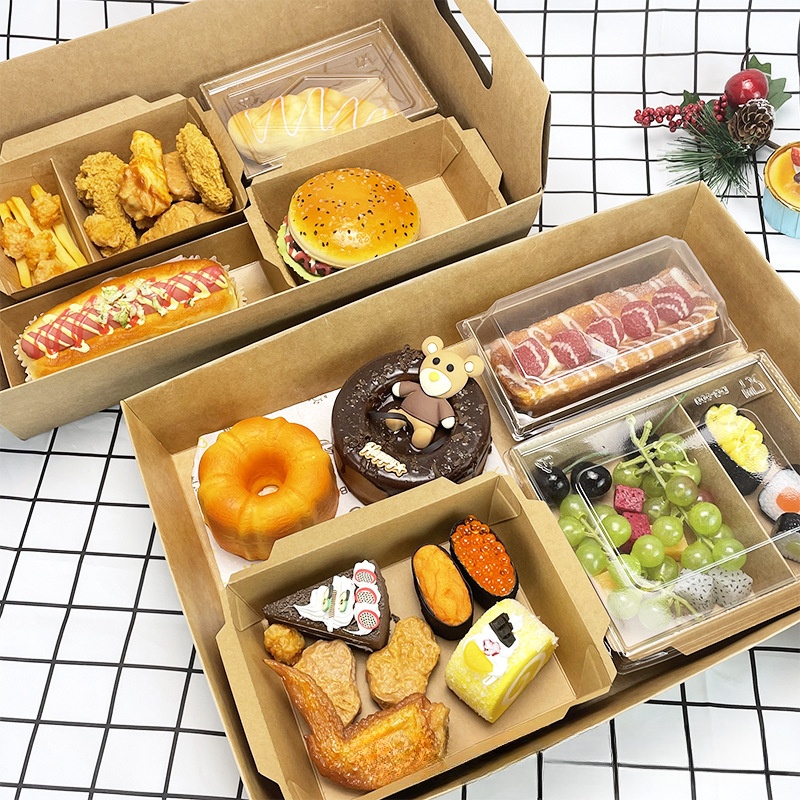 Others Custom Disposable Takeaway Kraft Paper Lunch Box for Fast Food Microwavable
