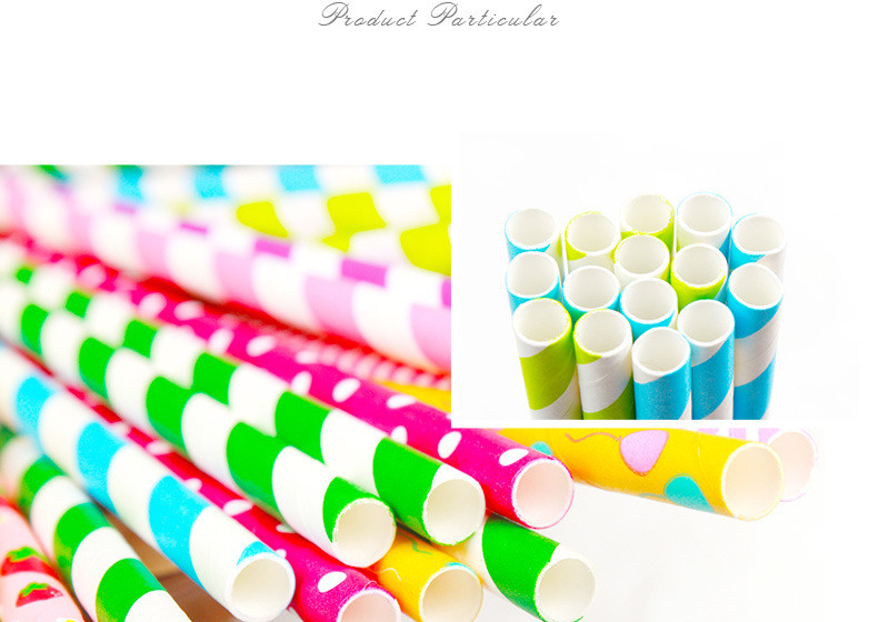200pcs pack 6mm diameter food safe ink printing spots paper straws compostable waved pulp straws for party DIY