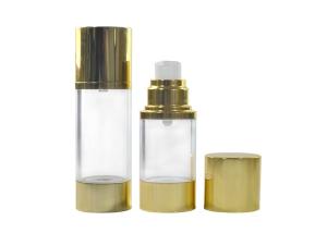 Wholesale Shiny Gold Airless Pump Bottles Serum Cosmetic Bottle Multiple Size Travel Bottle from china suppliers