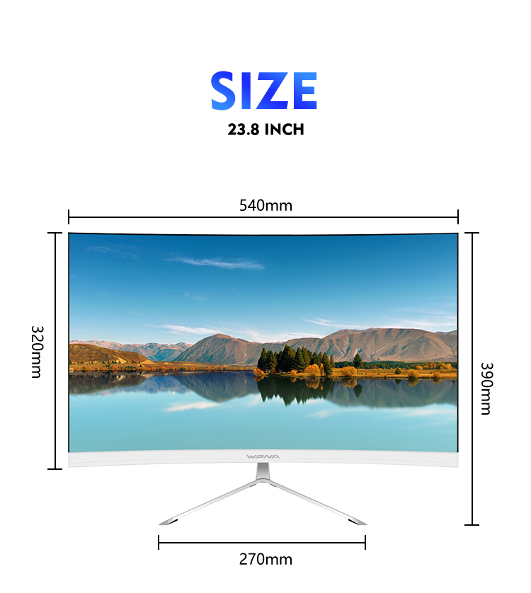23.8 Inch Business Frameless Computer Monitor With 178° Vertical Viewing Angle