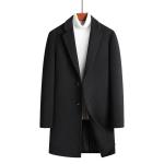Wool Jacket Coat Australasian Wool Single Breasted Long-Sleeve Plush Peacoat for
