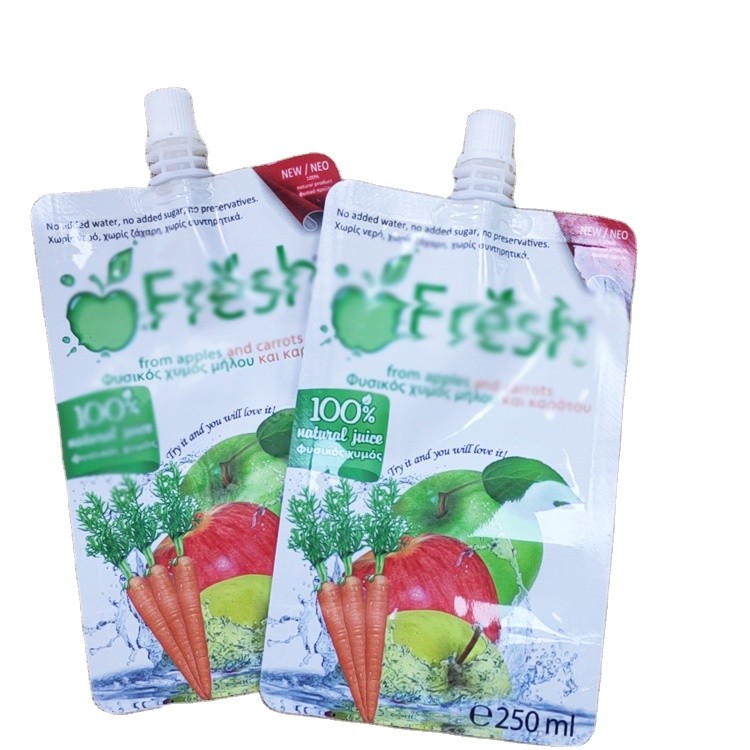 Custom Printed Food Grade Stand Up Spout Pouch Plastic Drinking Water Bag For Fruit Juice