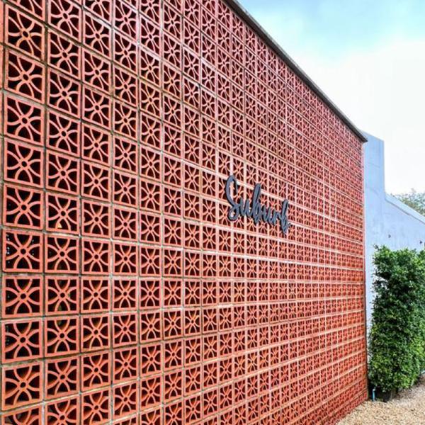 Red Clay Lattice Bricks Fence Ceramic Screen Blocks
