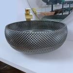 180mm Italian Design Silver Bathroom Sink Bowl Round Blue Table Top Counter Wash