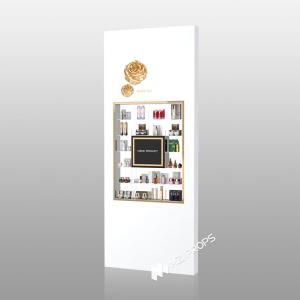 Wholesale BJiS-B5 Golden Mirror Material Skincare Display Cabinet with LED Strip Lights for High-End Makeup from china suppliers