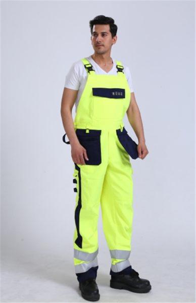 290gsm light weight arc protection Fire proof Bib Trousers , EN20471 HIVIS Flame