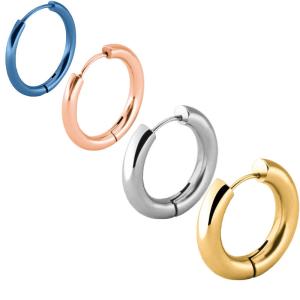 Wholesale Third Party Appraisal Punk Round Stainless Steel Thick Wire Hoop Earrings Anti-Allergic Ear Plugs for European and American from china suppliers