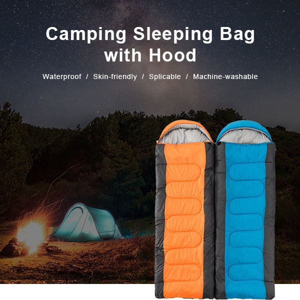 1 Person Camping Sleeping Bags Orange Rectangular Backpacking Sleeping Bag