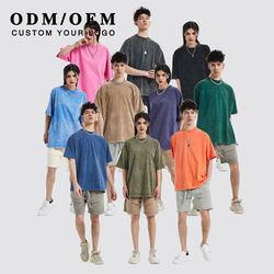 Wholesale 250GSM Blank Shirts Unisex Wide Neck Short Sleeve Oversized Mens Vintage Acid Wash T Shirt from china suppliers