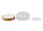 Frost Glass Empty Lotion Jars , Nail Polish Cosmetic Glass Bottles With Bamboo