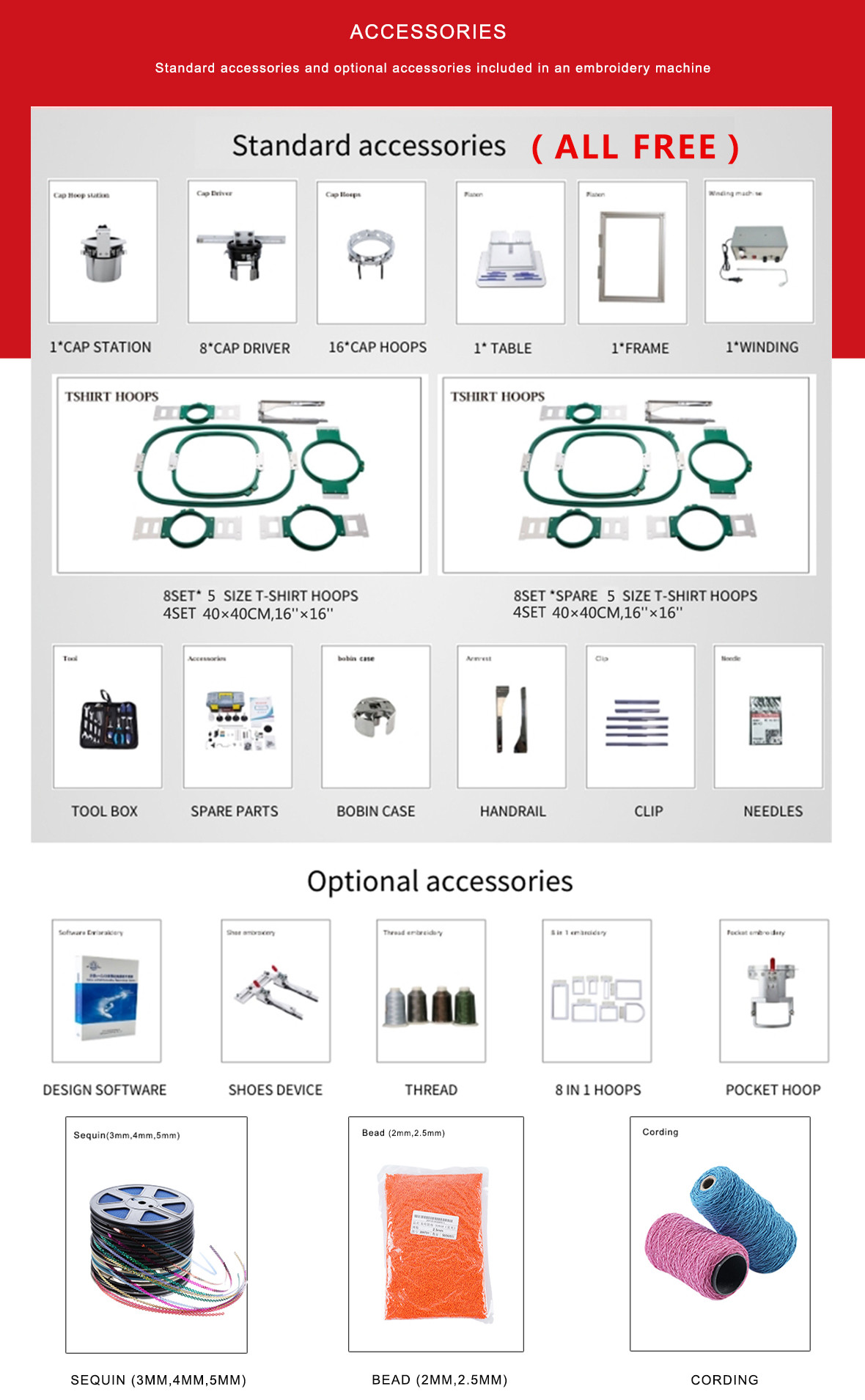 400mm BAI 15 Needle Embroidery Machine 8 Head T Shirt