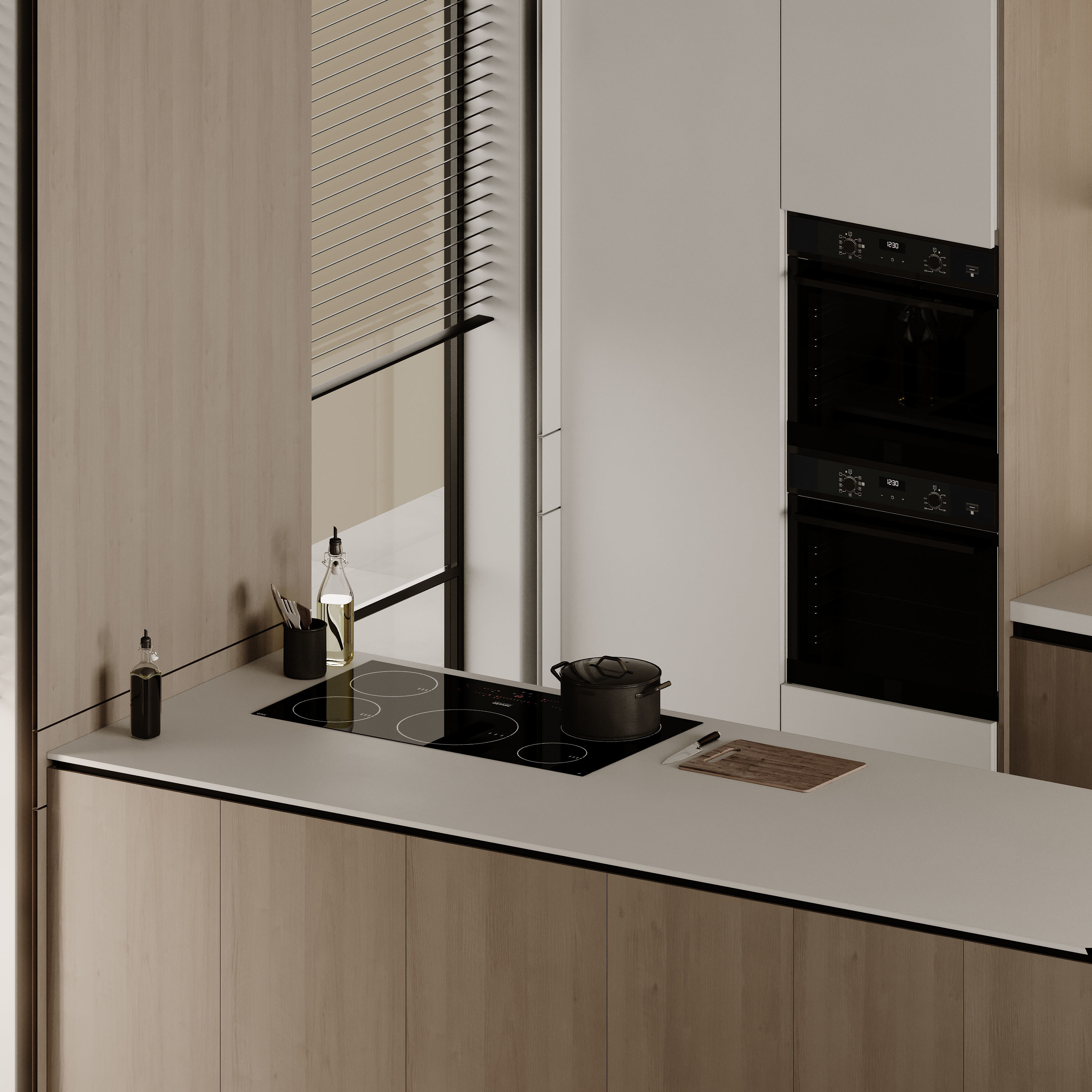 Solid Wood Veneer Complete White Oak Real Veneer Kitchen Units Shaker Door New Luxury Design Modular Kitchen Cabinets
