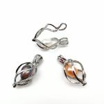 Natural Pearl Oyster Pearl Cage Pendant Silver Lady Charm Surprise Valentine's