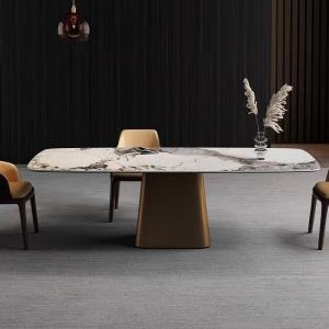 Rectangular Column Stainless Steel Ceramic Marble Dining Table
