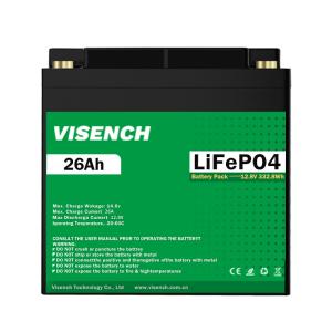 Wholesale Visench Best Seller US Germany UK Canada 12.8 v 26Ah Deep Cycle 12 volt Lithium Ion Batteries 12V 26ah LiFePO4 Battery from china suppliers