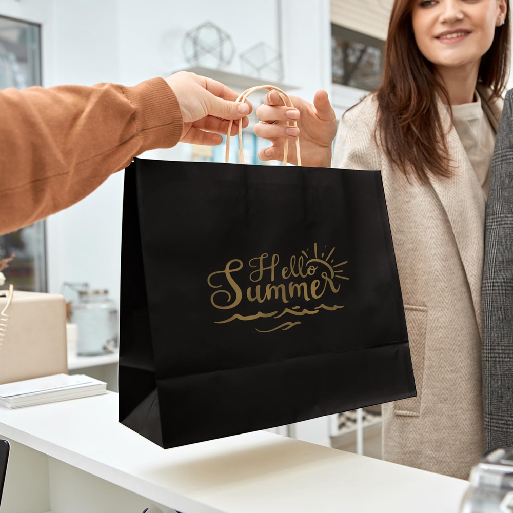 Customized Logo Extra Large Flat Bottom Kraft Paper Bag for Groceries and Clothes Sale