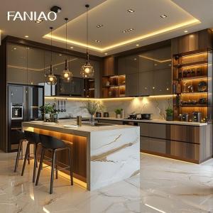 Wholesale Villa Melamine Grey Luxury Large Solid Wood modern Kitchen Cupboard Pantry Cabinet Set from china suppliers