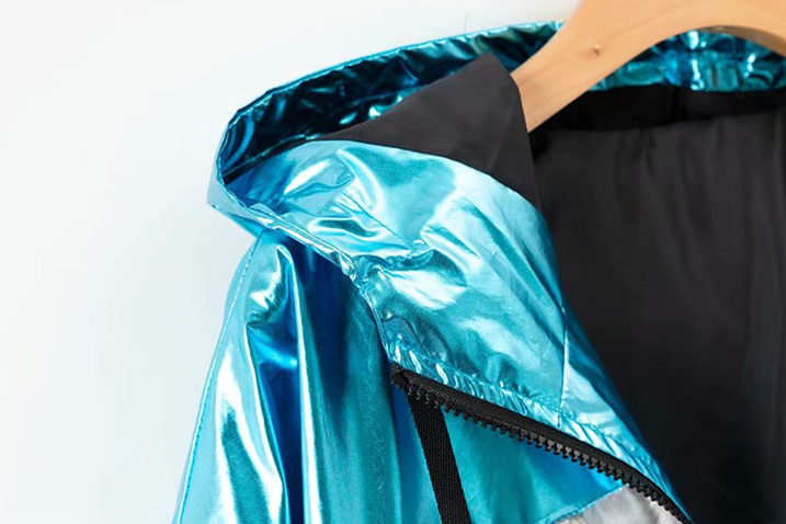 Fashion Mens Reflective Jacket / Womens Metallic Coat Plating Coating