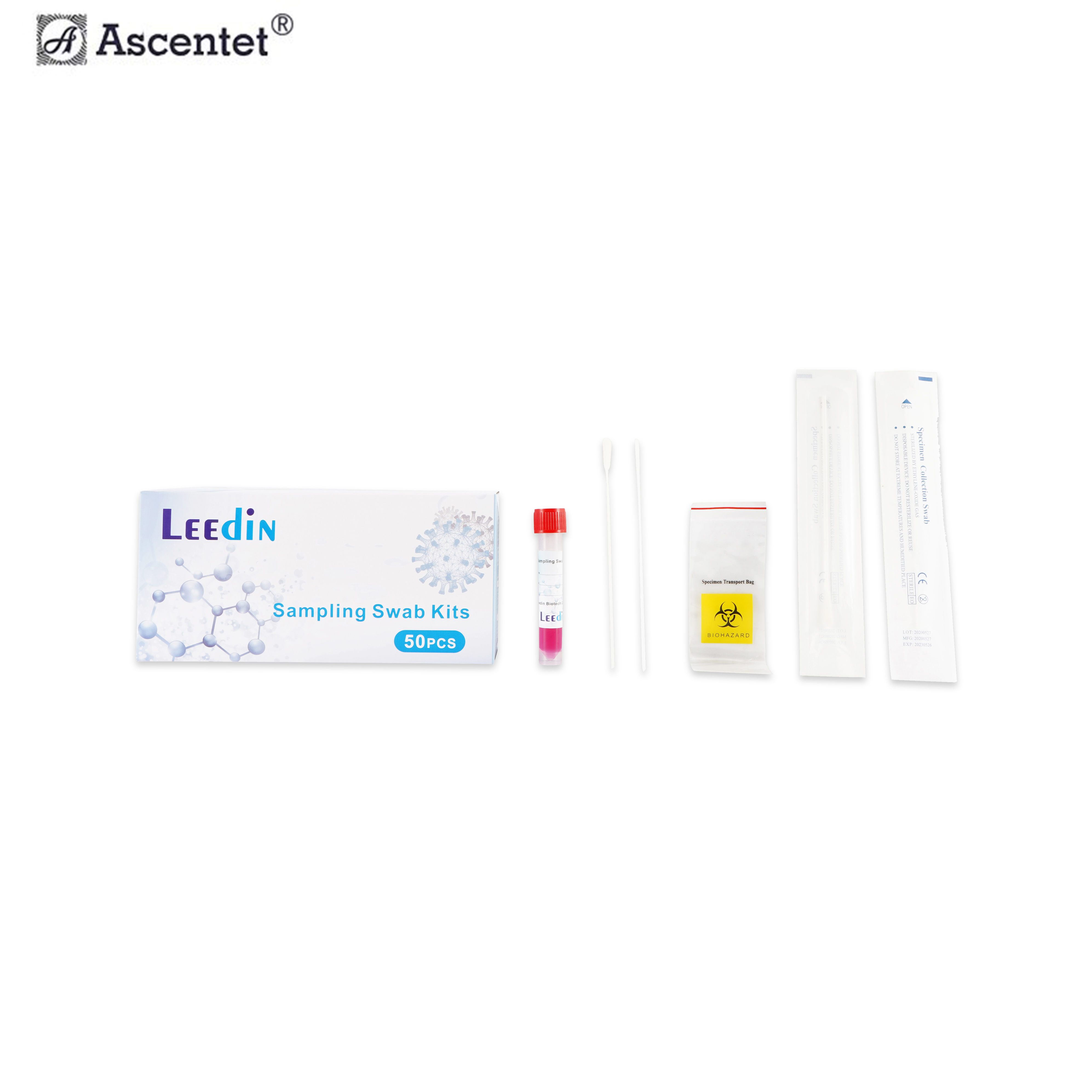 New Nylon / Cotton Material Medical Swab Saliva Sample Collection Kit Tube