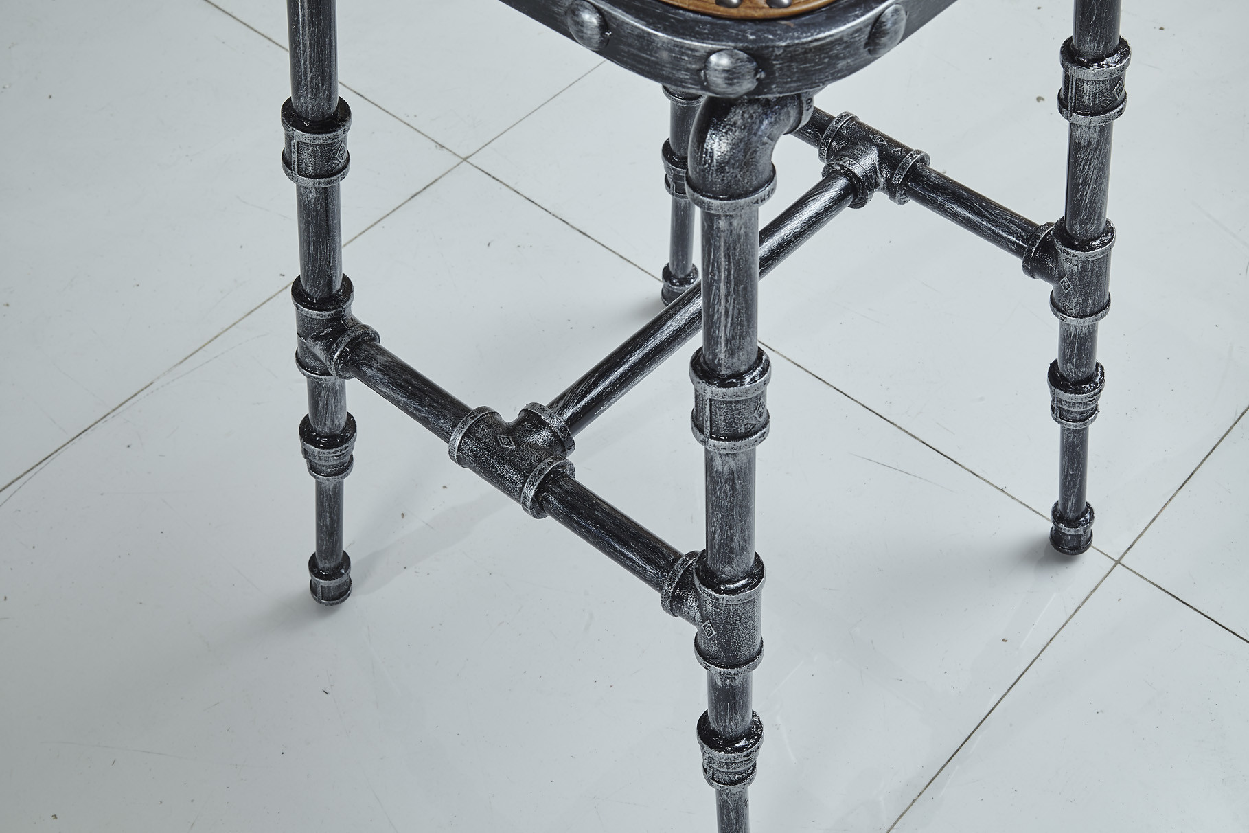 High Back Leather Bar Stools , Kitchen Upholstered Counter Height Stools Tan Brown Color