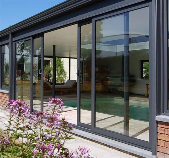 Ultra Narrow Frame Aluminium Sliding Doors With Heat Insulation Coefficient K Value ≤2.1