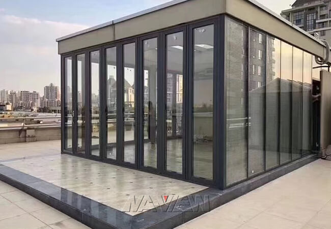 All Seasons Modern Sunroom Extension Enclosure Construction Slanting Roof