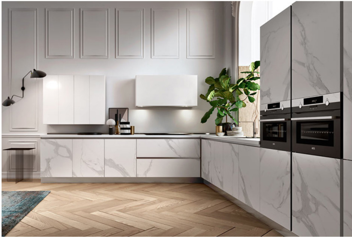 18mm Walnut Wood Membrane MDF Kitchen Cabinets For Kitchen Furniture
