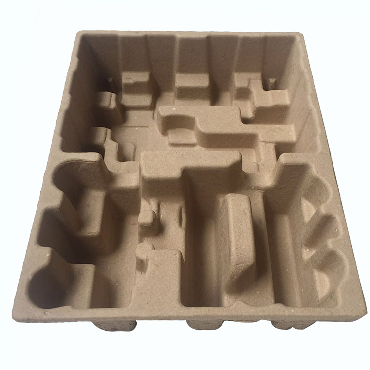 Recyclable Natural Brown Dry Press Moulded Pulp Tray For Electronic Products