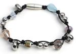 jewelry bracelet multi rows black real leather bio magnetic bracelet men, health