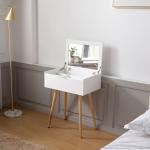 Brown White Wooden Dressing Table With Mirror Large Capacity Luxury For Bedroom
