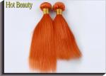 Orange Virgin Human Hair Extensions 12 Inch Double Stitch Weft Single Drawn