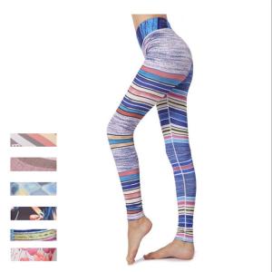 Wholesale Multicolor Moisture Wicking Workout Patterned Yoga Pants Rainbow Color Polyester Spandex from china suppliers
