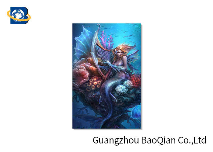Beautiful 3D Printed Greeting Cards Pretty Mermaid Image PET Material Customized