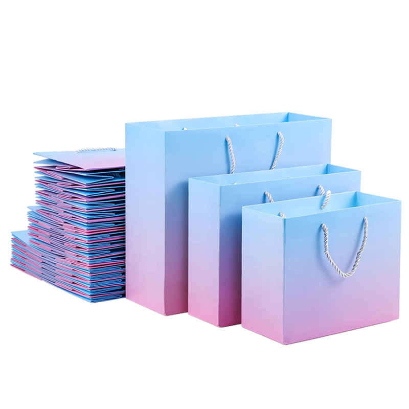 Hologram Effect Printed Paper Carrier Bags With Ribbon Handle Pantone