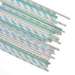 197mm 10mm Party Gold And White Striped Compostable Disposable Paper Straws