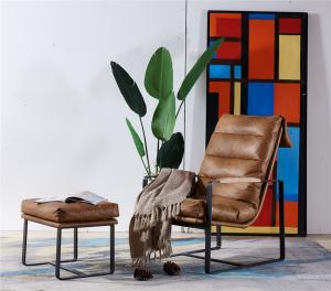 Wholesale Thick Metal Frame Leather Leisure Chair Soft Foam Feather Filler Cushion For Small Space from china suppliers