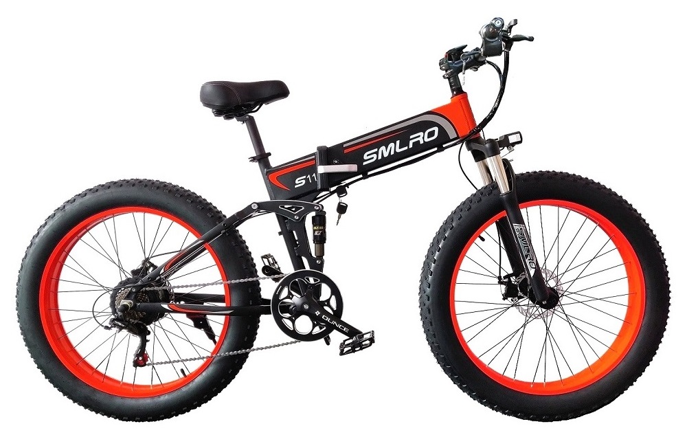 SMLRO S11 26x4.0 inch Fat Tire Folding E-Bike 1000W Motor 14AH S/\MSUNG Lithium Battery Electric Bike Drop Shipping Available