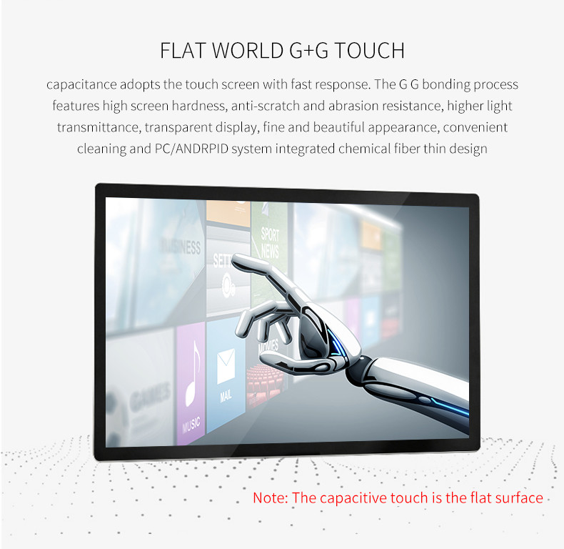 32Inch 75Inch Capacitive Wall Mounted Touch Screen 450nit