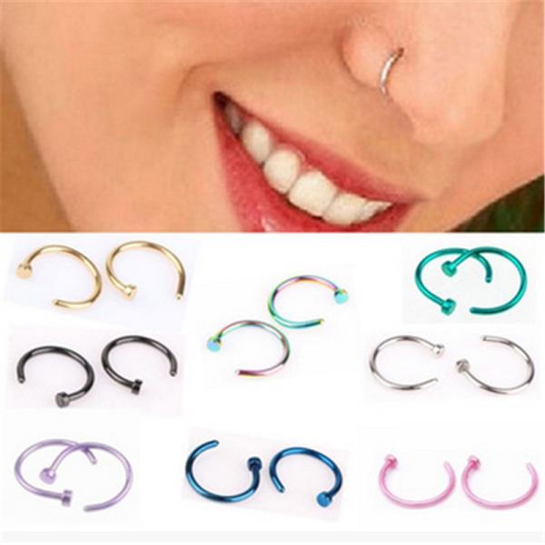 Fake Septum Medical Titanium Nose Ring Silver Gold Body Clip Hoop For Women
