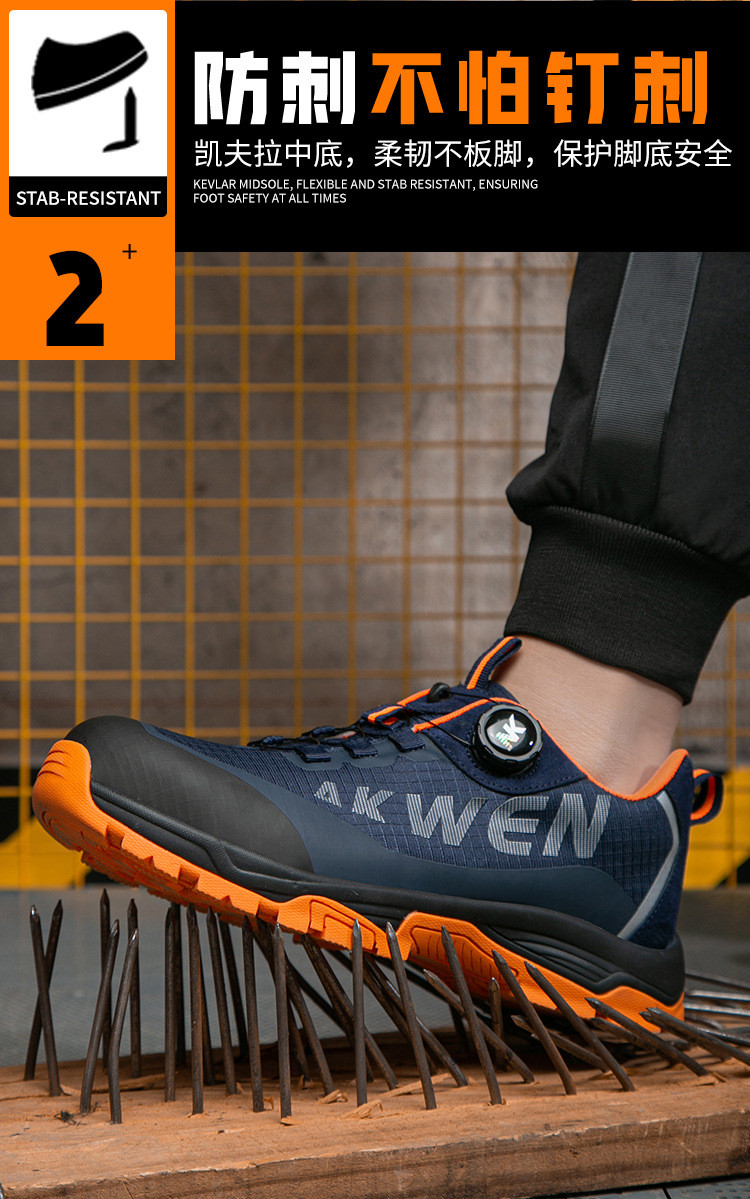 Kevlar Midsole BOA Rotating Button Work Shoes European Standard Steel Toe Anti Smashing MD Sole Safety Shoes