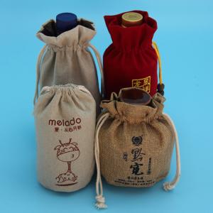 Wholesale Anti Theft Hessian Drawstring Bags , Natural Color Small Jute Bags For Girl from china suppliers