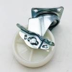 3 Inch 75mm White PP Wheel Plain Bearing Swivel Plate Locked Caster