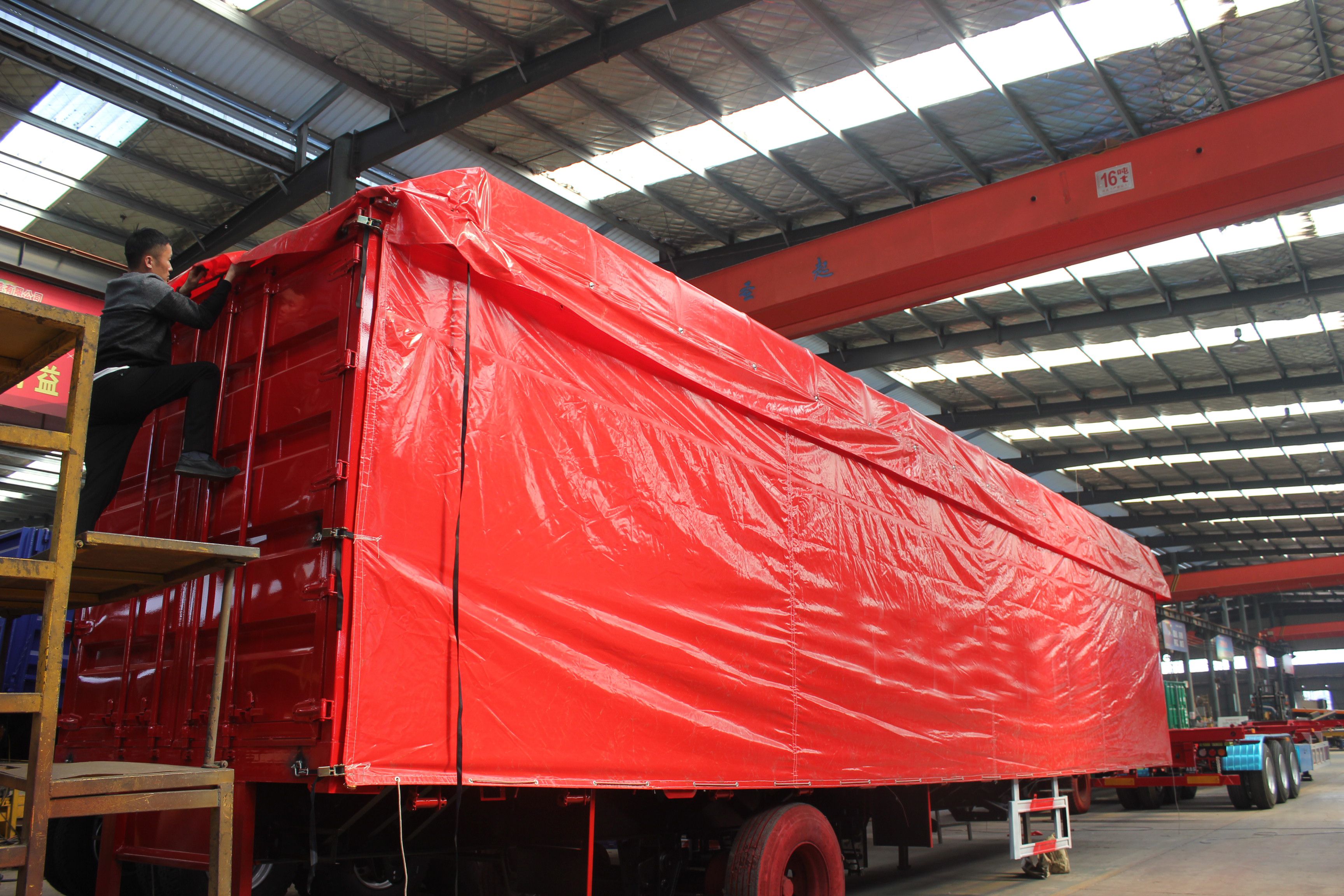 NDRC Announced Enterprise 40 Tons Curtain Semi Trailer with Dual Line Braking System