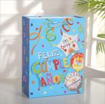 210gsm Cardboard Paper Bags Ribbon Handle For Children'S Day Party Blue Red