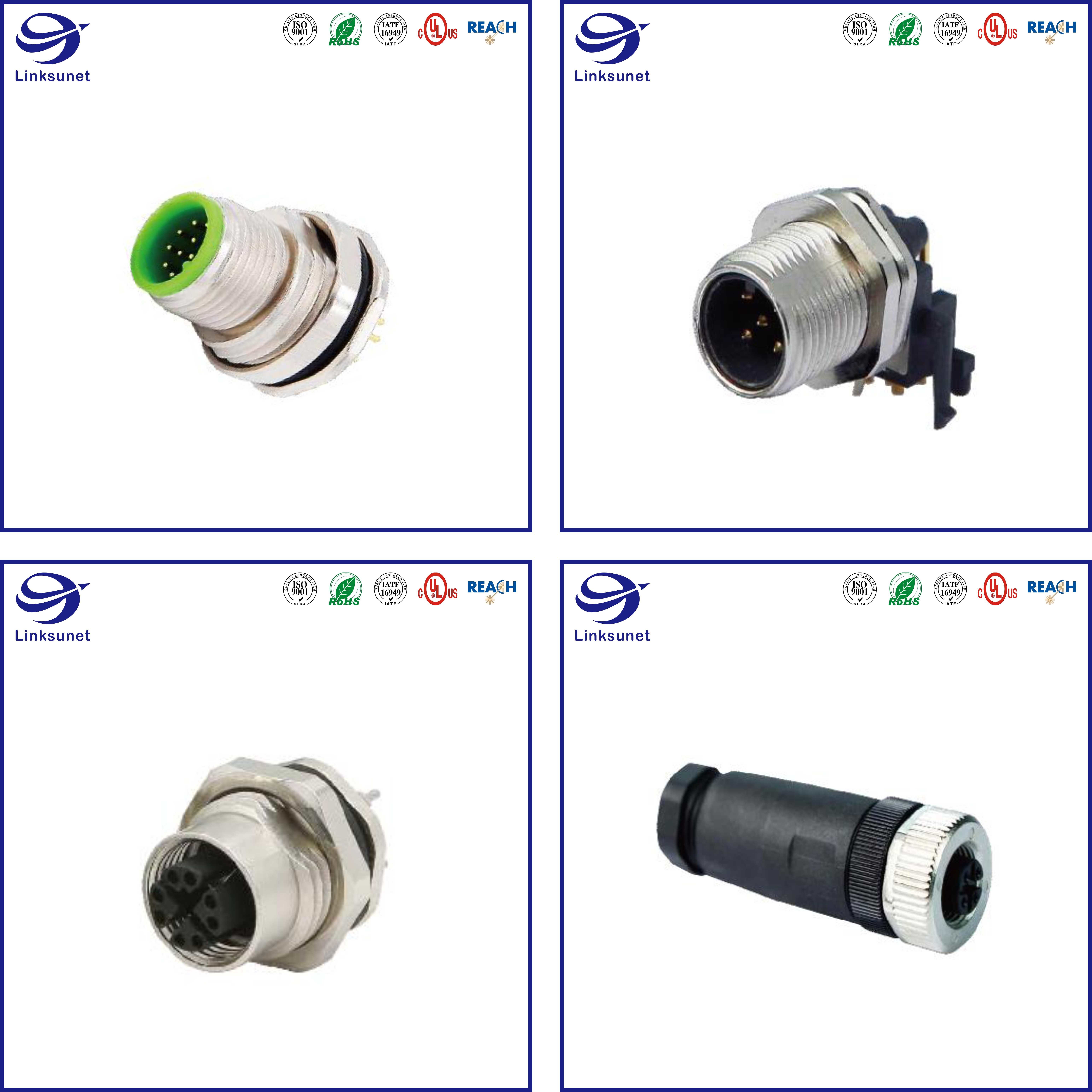 M12 IP67 Waterproof Circular Connectors For Industrial Automation